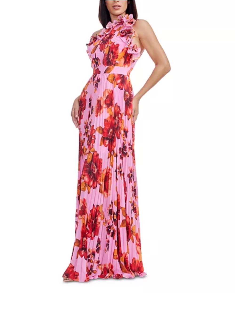 Dress the Population One-Shoulder Pink Floral Maxi Dress
